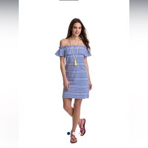 Vineyard Vines Yarn Dye Stripe Off the Shoulder Knit Dress Small